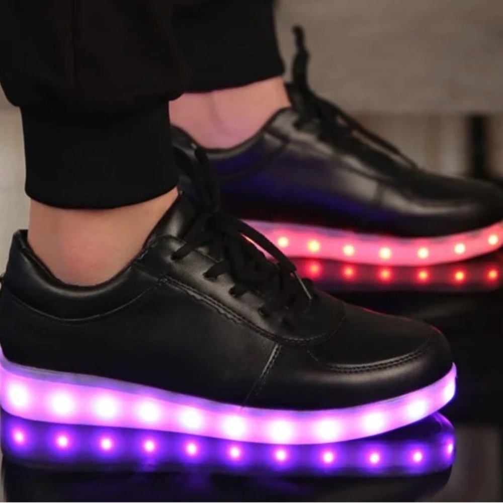 Kids Black LED Light-Up Sneakers